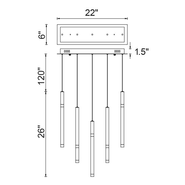 CWI Lighting Flute Modern/Contemporary Black Integrated LED Chandelier