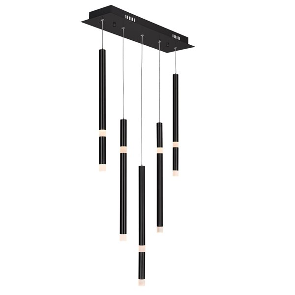 Image of Cwi Lighting | Flute Modern/contemporary Black Integrated Led Chandelier | Rona