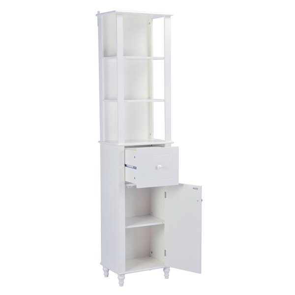 Armoire à linge autoportante en MDF Acil II de A&E Bath & Shower, 46 po L x 72 po H x 12 po P, blanc