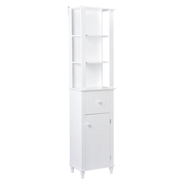 Armoire à linge autoportante en MDF Acil II de A&E Bath & Shower, 46 po L x 72 po H x 12 po P, blanc