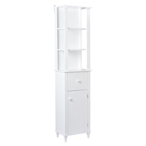 A&E Bath & Shower Axil II MDF Freestanding Linen Cabinet - 46-in W x 72-in H x 12-in D - White