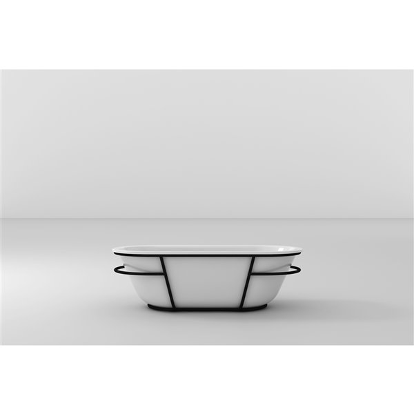 A&E Bath & Shower Eden Oval Acrylic Center Drain Bathtub - 31.5-in x 70.87-in - White High-Gloss Acrylic