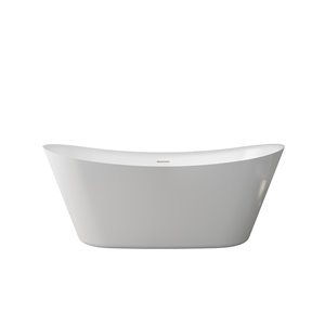 A&E Bath & Shower Hazel Oval Acrylic Center Drain Bathtub - 31.87-in x 67-in - White High-Gloss Acrylic