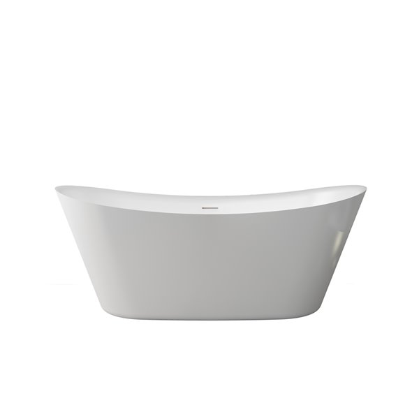 Baignoire Hazel ovale en acrylique avec drain central de A&E Bath & Shower, 31,87 po x 67 po, blanc lustré