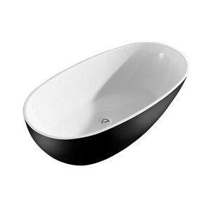 A&E Bath & Shower Layla Black Oval Acrylic Center Drain Bathtub - 33.5-in x 66.5-in - Black Matte Acrylic