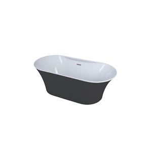 A&E Bath & Shower Cecile Oval Acrylic Center Drain Bathtub - 31-in x 67-in - Black Matte Acrylic