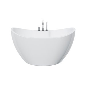 A&E Bath & Shower Turin Oval Acrylic Center Drain Bathtub - 29-in x 56-in - White High-Gloss Acrylic