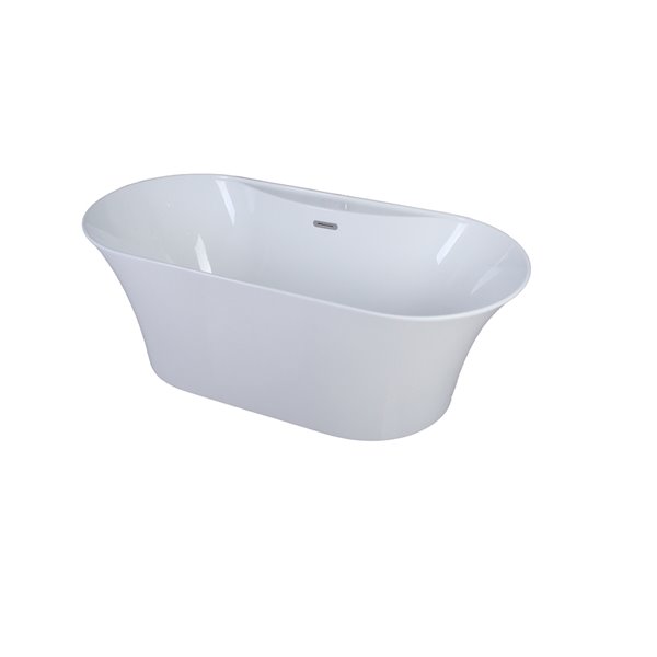 Baignoire Cecile ovale en acrylique avec drain central de A&E Bath & Shower, 31 po x 67 po, blanc lustré