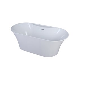 A&E Bath & Shower Cecile Oval Acrylic Center Drain Bathtub - 31-in x 67-in - White High-Gloss Acrylic