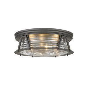 Z-Lite 1-Pack Cape Harbor 20-in W Bronze Outdoor Flush Mount Light