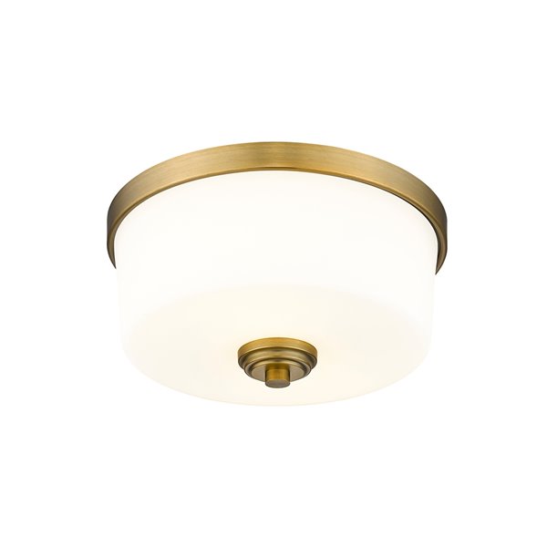 Z-Lite 1-Pack Arlington 12.25-in W Heritage Brass Outdoor Flush Mount Light