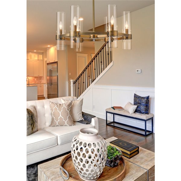 Z-Lite Datus 6-Light Rubbed Brass Modern/Contemporary Chandelier