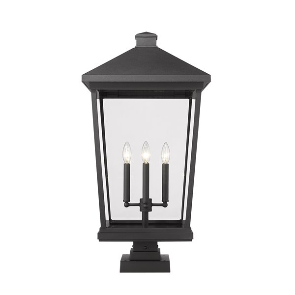 Z-Lite Beacon 32-in H Black Hardwired Halogen Complete Pier-Mounted Light