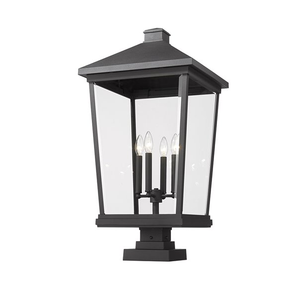 Z-Lite Beacon 32-in H Black Hardwired Halogen Complete Pier-Mounted Light