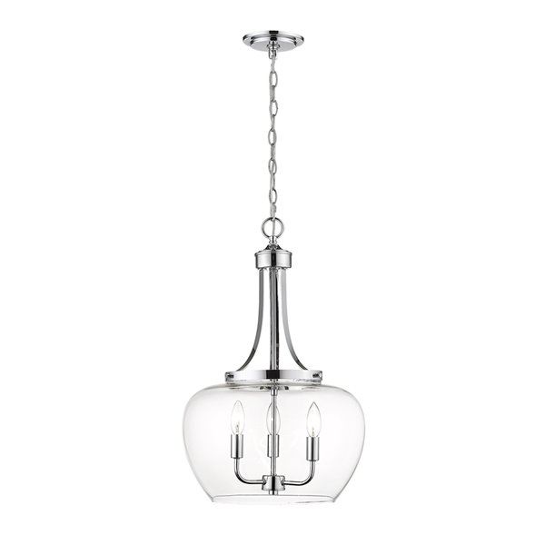 Z-Lite Joliet Chrome Modern/Contemporary Clear Glass Bowl Halogen Large Pendant light