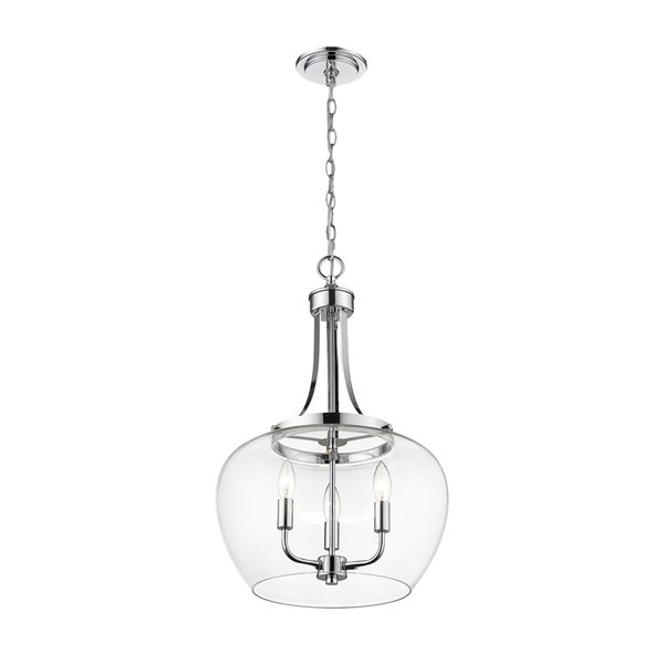 Z-Lite Joliet Chrome Modern/Contemporary Clear Glass Bowl Halogen Large Pendant light