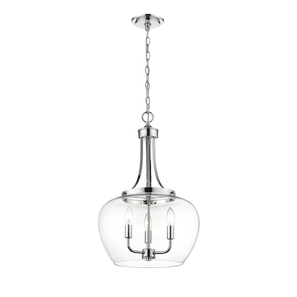 Z-Lite Joliet Chrome Modern/Contemporary Clear Glass Bowl Halogen Large Pendant light