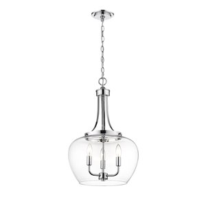 Z-Lite Joliet Chrome Modern/Contemporary Clear Glass Bowl Halogen Large Pendant light