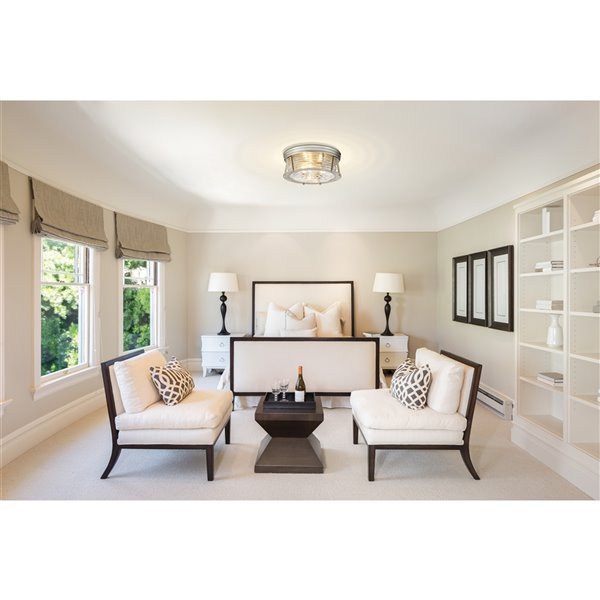 Z-Lite 1-Pack Cape Harbor 16-in W Brushed Nickel Outdoor Flush Mount Light