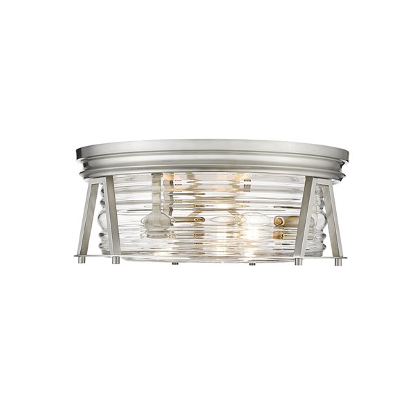 Z-Lite 1-Pack Cape Harbor 16-in W Brushed Nickel Outdoor Flush Mount Light