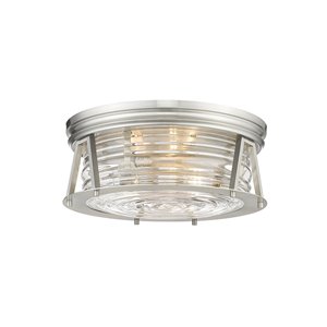 Z-Lite 1-Pack Cape Harbor 16-in W Brushed Nickel Outdoor Flush Mount Light