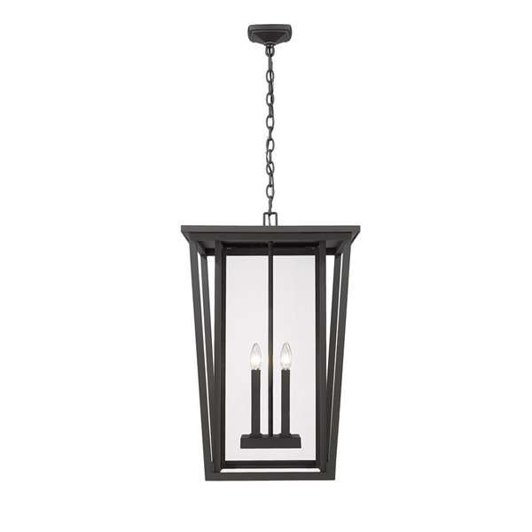 Z-Lite Seoul Black Modern/Contemporary Clear Glass Square Halogen Large Pendant light