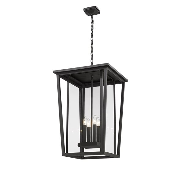 Z-Lite Seoul Black Modern/Contemporary Clear Glass Square Halogen Large Pendant light