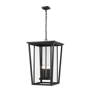 Z-Lite Seoul Black Modern/Contemporary Clear Glass Square Halogen Large Pendant light