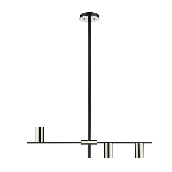 Z-Lite Calumet 3-Light Matte Black/Polished Nickel - Modern/Contemporary Kitchen Island Lighting