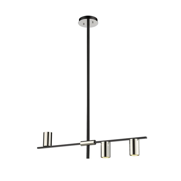 Z-Lite Calumet 3-Light Matte Black/Polished Nickel - Modern/Contemporary Kitchen Island Lighting