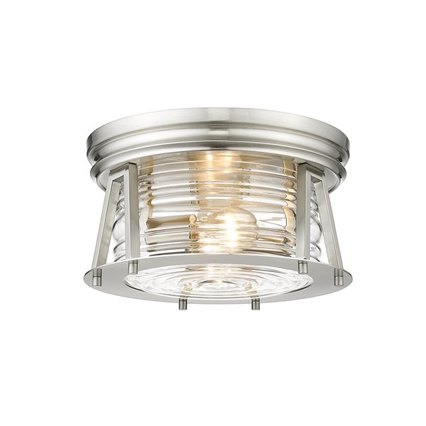 Z Lite 1 Pack Cape Harbor 12 In W, Brushed Nickel Outdoor Ceiling Lights
