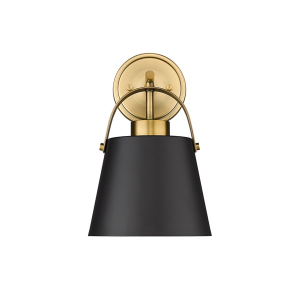 Z-Lite Z-Studio 8-in W 1-Light Matte Black/Heritage Brass Modern/Contemporary Wall Sconce