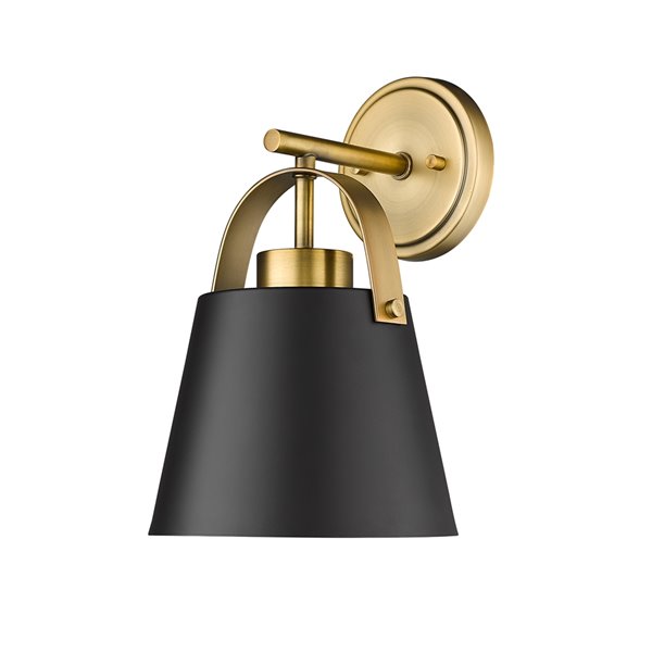 Z-Lite Z-Studio 8-in W 1-Light Matte Black/Heritage Brass Modern/Contemporary Wall Sconce