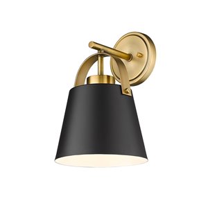 Z-Lite Z-Studio 8-in W 1-Light Matte Black/Heritage Brass Modern/Contemporary Wall Sconce