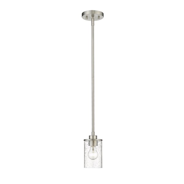 Z Lite Beckett Brushed Nickel Moderncontemporary Seeded Glass Cylinder Halogen Mini Pendant 1509