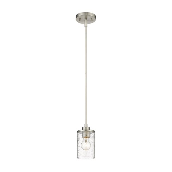 ZLite Beckett Brushed Nickel Modern/Contemporary Seeded Glass Cylinder