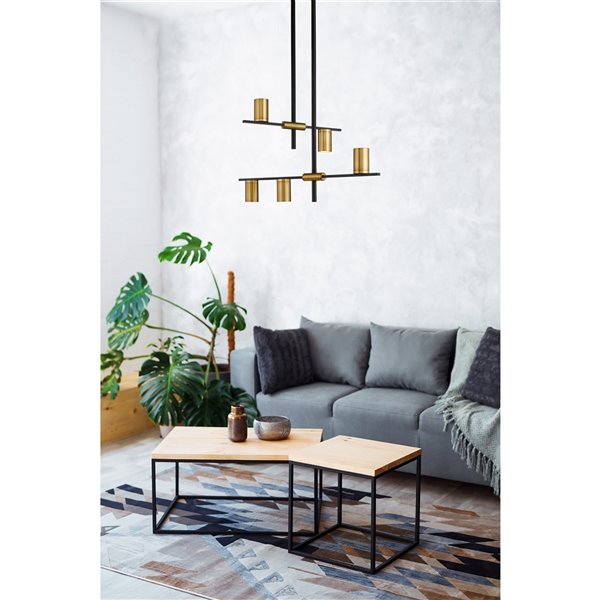 Z-Lite Calumet 5-Light Matte Black/Olde Brass Modern/Contemporary Chandelier