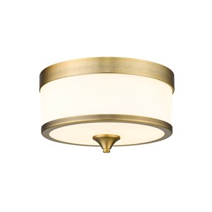 Z-Lite 1-Pack Cosmopolitan 13.75-in W Heritage Brass Outdoor Flush Mount Light