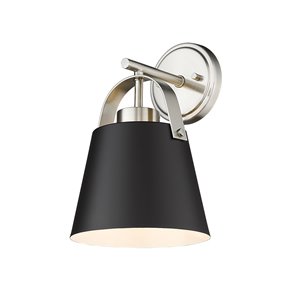 Z-Lite Z-Studio 8-in W 1-Light Matte Black/Brushed Nickel Modern/Contemporary Wall Sconce