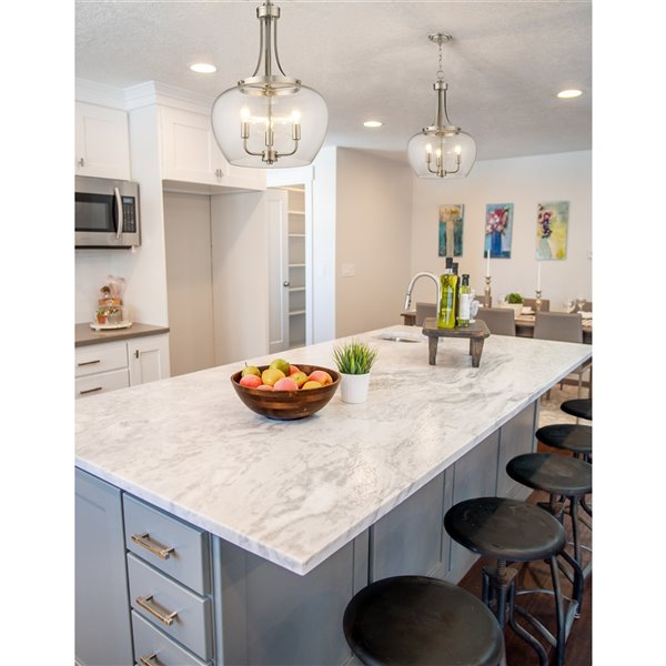 Z-Lite Joliet Brushed Nickel Modern/Contemporary Clear Glass Bowl Halogen Large Pendant light