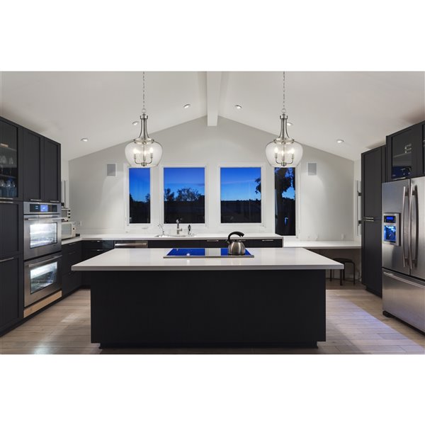 Z-Lite Joliet Brushed Nickel Modern/Contemporary Clear Glass Bowl Halogen Large Pendant light