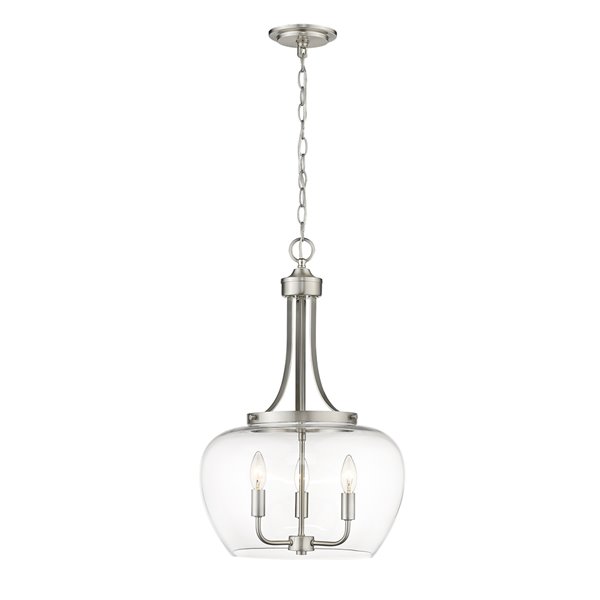 Z-Lite Joliet Brushed Nickel Modern/Contemporary Clear Glass Bowl Halogen Large Pendant light