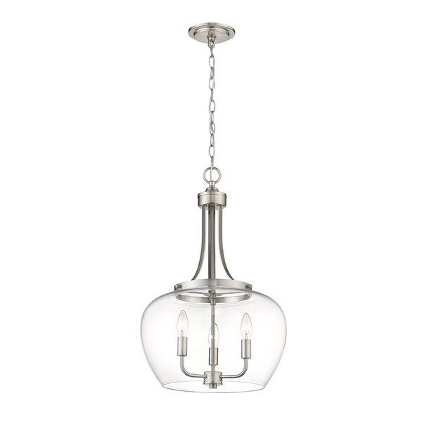 Z-Lite Joliet Brushed Nickel Modern/Contemporary Clear Glass Bowl Halogen Large Pendant light