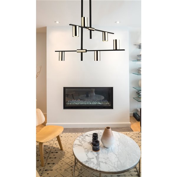 Z-Lite Calumet 6-Light Matte Black/Polished Nickel Modern/Contemporary Chandelier