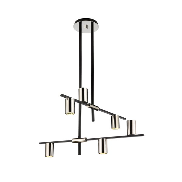 Z-Lite Calumet 6-Light Matte Black/Polished Nickel Modern/Contemporary Chandelier