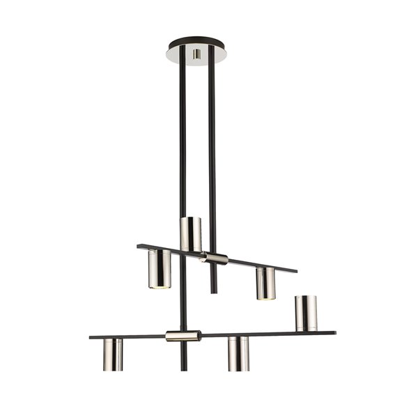 Z-Lite Calumet 6-Light Matte Black/Polished Nickel Modern/Contemporary Chandelier