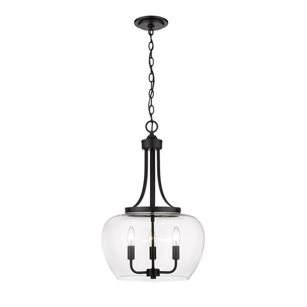 Z-Lite Joliet Matte Black Modern/Contemporary Clear Glass Bowl Halogen Large Pendant light