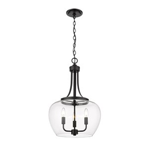 Z-Lite Joliet Matte Black Modern/Contemporary Clear Glass Bowl Halogen Large Pendant light