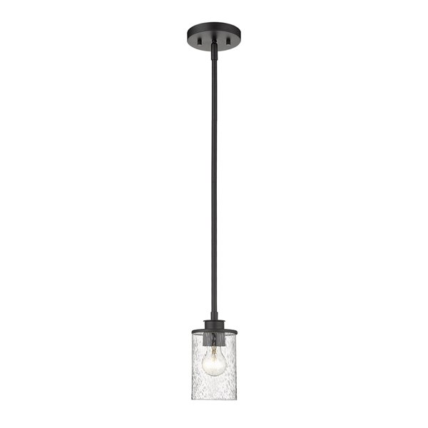 Z-Lite Beckett Matte Black Modern/Contemporary Seeded Glass Cylinder Halogen Mini Pendant light