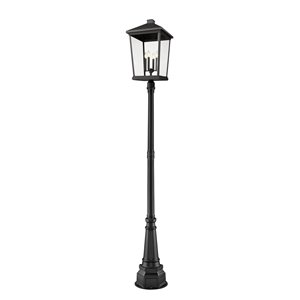Z-Lite Beacon 113.25-in H Black Hardwired Halogen Complete Post Light